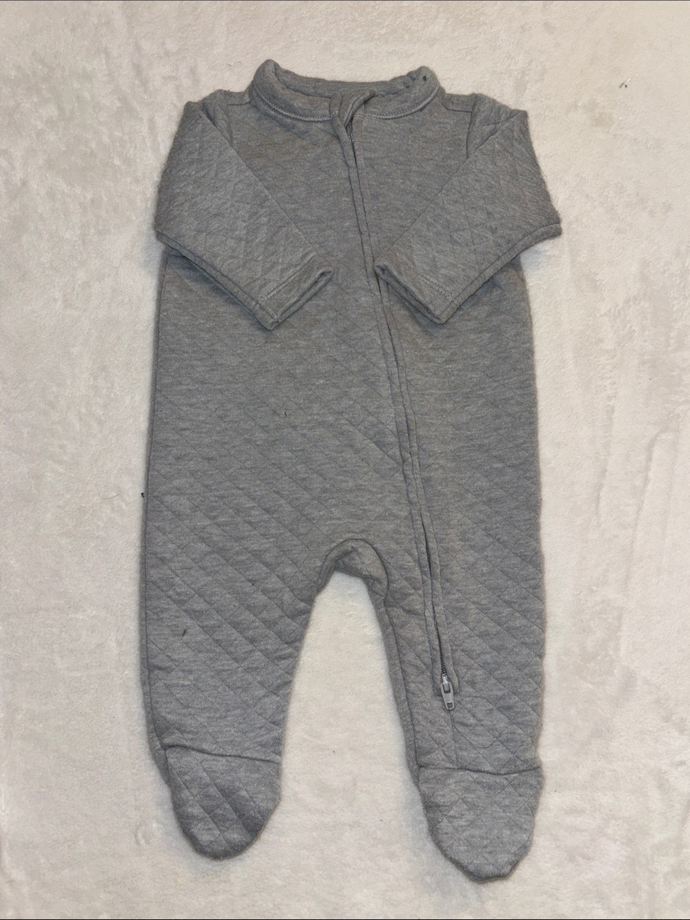 Gray Quilted Footed Baby One-Piece footie sleeper Romper